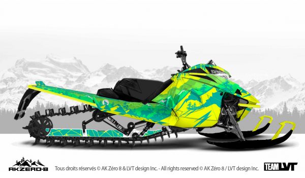 Kit graphique pour motoneige Arctic-Cat - Design de couleur vert et jaune fluo