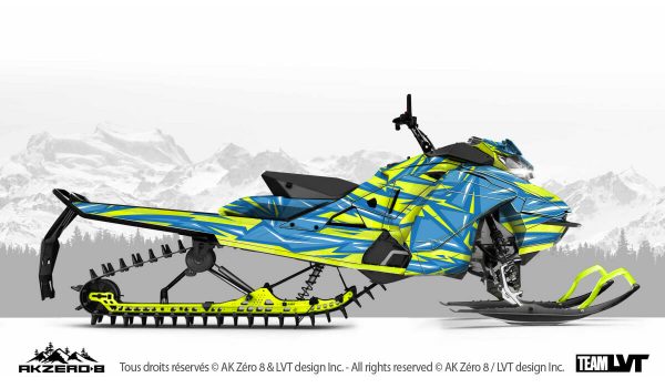 Kit graphique pour motoneige Ski-Doo - Design de couleur bleu, vert et jaune