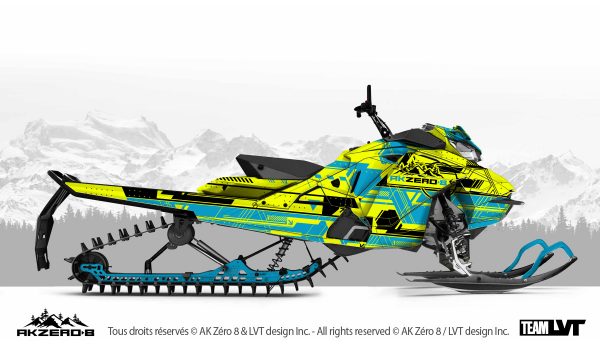 Kit graphique pour motoneige Arctic-Cat - Design de couleur jaune et bleu