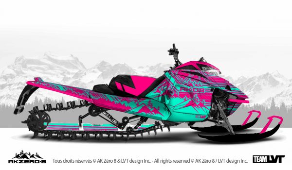 Kit graphique pour motoneige Arctic-Cat - Design de couleur turquoise et rose
